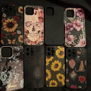 Guess Sunflower and Floral Skull iPhone 12 Pro Max Cases - Black, Yellow, Pink
